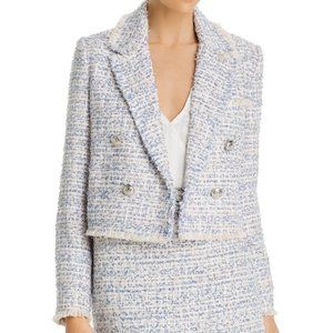 AQUA Fringed Tweed Blazer